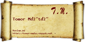 Tomor Máté névjegykártya